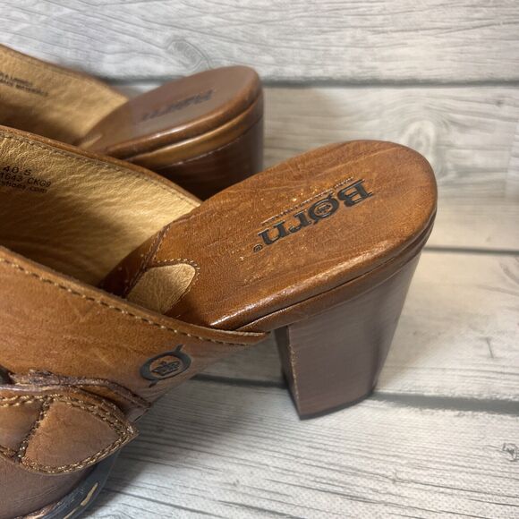 BORN Clogs Leather Buckle Slip On Brown Size 9 Y2K - Picture 4 of 11